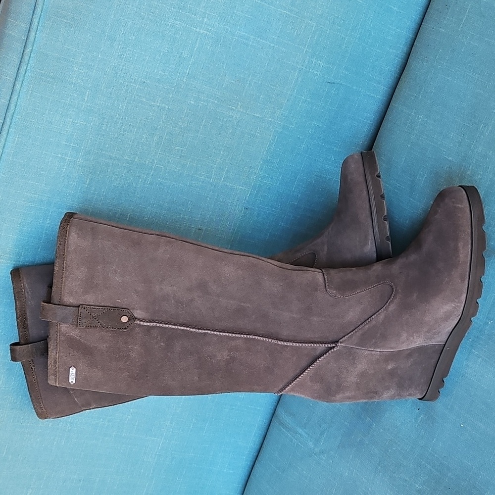 UGG Dark Brown Suede Wedge Boots
